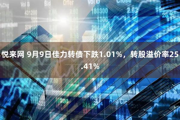悦来网 9月9日佳力转债下跌1.01%，转股溢价率25.41%